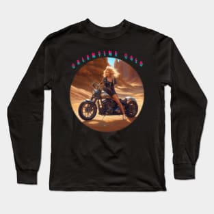 Galentines gal on a motorbike Long Sleeve T-Shirt